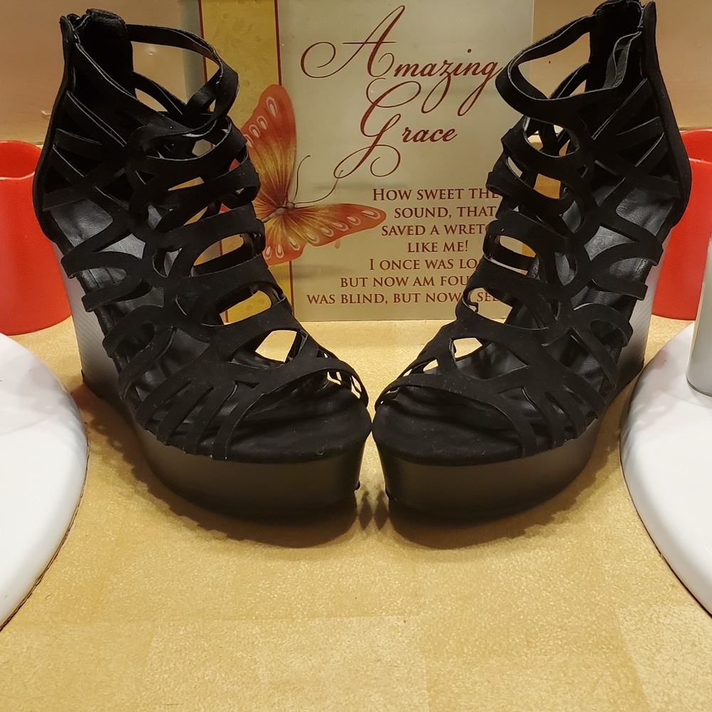 Suede Wedge Sandals